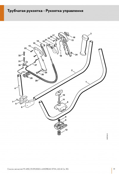 Схема Трубчатая рукоятка - Рукоятка управления